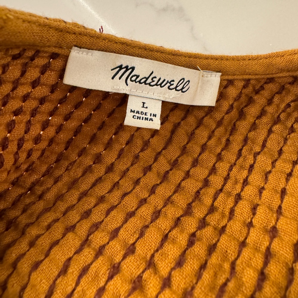 Madewell Waffle Knit Blouse Sweater Top